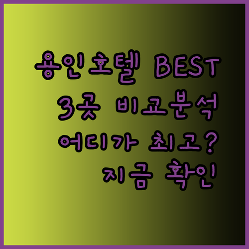 용인 호텔 추천 3곳 비교분석 어디가 최고일까?