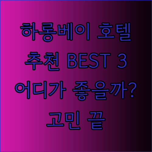 노보텔 윈덤 베스트웨스턴 하롱베이 호텔 추천 어떤 호텔을 선택해야 할까요?