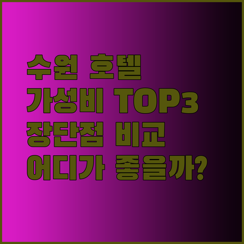 가성비 수원 호텔 3곳 장단점 비교 리뷰.. 어떤 곳을 선택해야 할까?