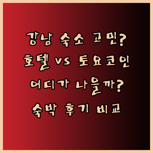 강남 숙박 고민.. 호텔 세느 토요코인 강남 중 어디가 나을까?
