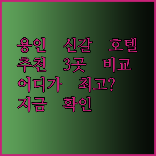 용인 신갈 호텔 추천 3곳 비교분석 어디가 최고일까?