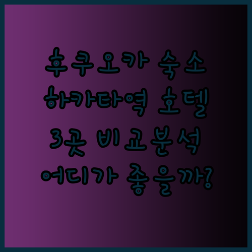 후쿠오카 하카타역 근처 호텔 3곳 비교분석 어디가 좋을까?