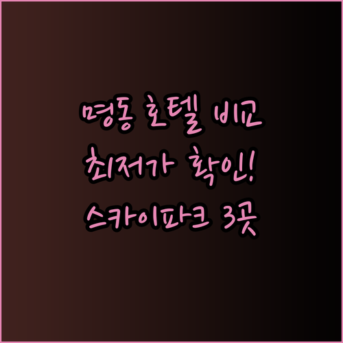 명동 호텔 스카이파크 3곳 비교분석 최저가는 어디일까?