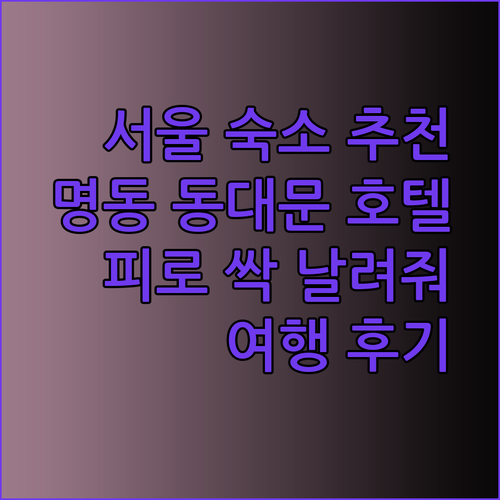 여행의 피로를 풀어줄 서울 숙소! 명동 동대문 호텔 3곳 후기와 추천..