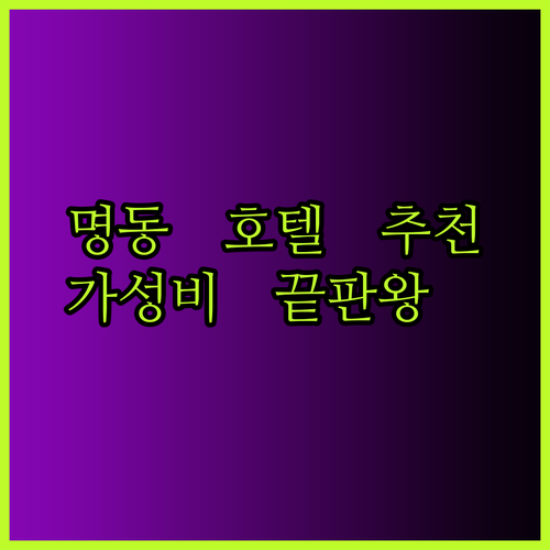 가성비 끝판왕 서울 명동 호텔 3곳 비교 분석 지금 바로 확인하세요