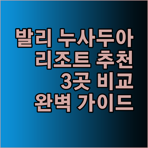 발리 누사두아 리조트 추천 3곳 비교분석 완벽 가이드
