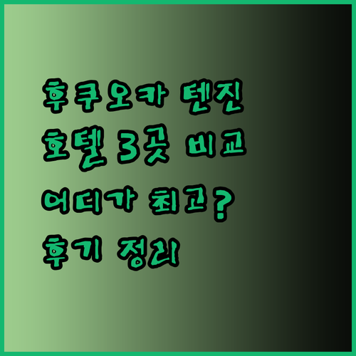 후쿠오카 텐진 호텔 3곳 비교 후기 어디가 좋을까?