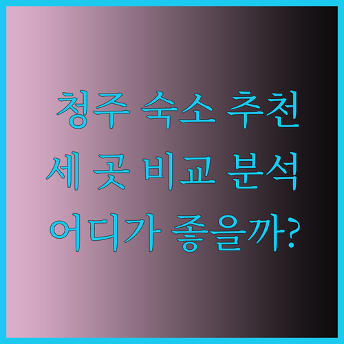 청주 여행 숙소 추천 세 곳 비교분석 어디가 좋을까?