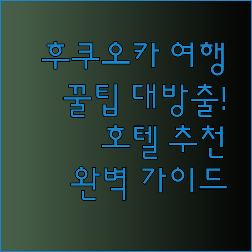 후쿠오카 여행 완벽 준비 가이드 역 근처 호텔 추천부터 꿀팁까지