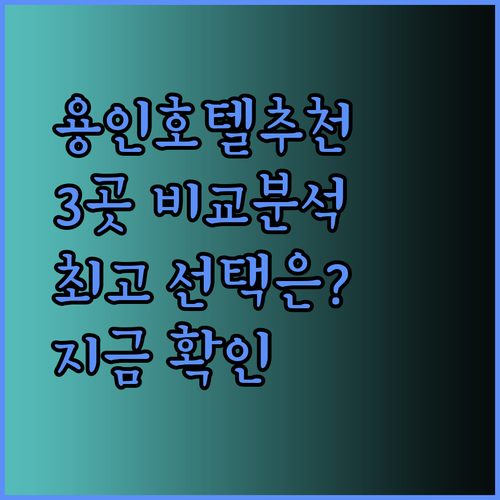용인 호텔 추천 3곳 비교분석 최고의 선택은?