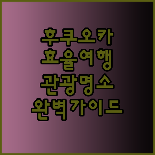 후쿠오카 비즈니스 호텔 근처 관광 명소 완벽 가이드! 효율적인 여행 계획 세우기