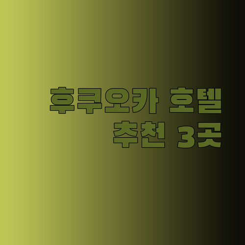 후쿠오카 호텔 추천 3곳 완벽 정리 어디가 좋을까?