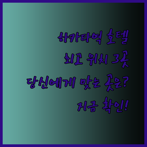 하카타역 최고 위치 호텔 3곳 당신에게 맞는 곳은 어디일까요?