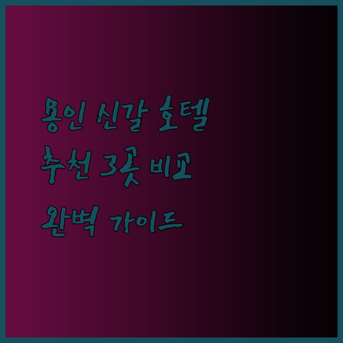 용인 신갈 호텔 추천 3곳 비교분석 완벽 가이드