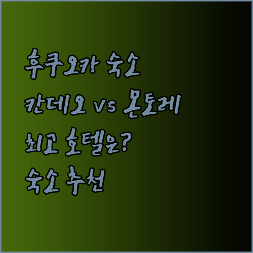 후쿠오카 숙소 고민은 끝! 칸데오 호텔 후쿠오카 텐진과 몬토레 호텔 후쿠오카 비교 분석