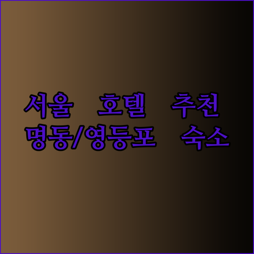 서울 호텔 추천 명동과 영등포의 매력적인 숙소는 어디일까?