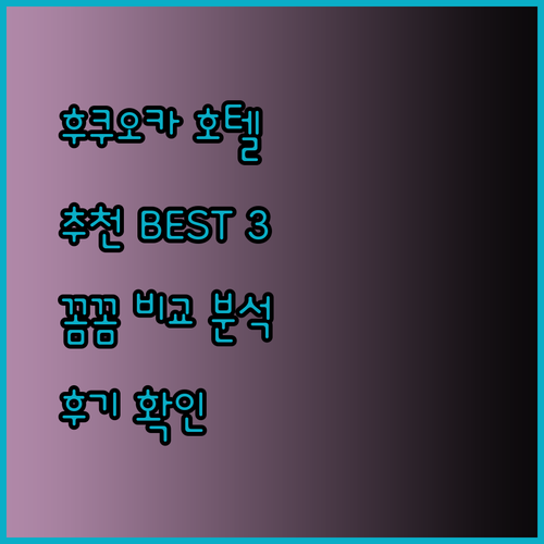 후쿠오카 호텔, 어디가 좋을까요? 꼼꼼 비교 분석 후기