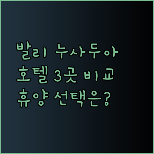 발리 누사두아 호텔 3곳 꼼꼼 비교 후기 완벽한 휴양을 위한 선택은?..