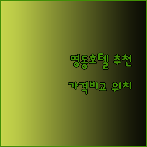 서울 명동 호텔 추천 세 곳 비교분석 놀라운 가격과 위치는?