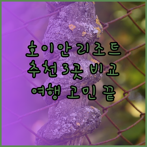 호이안 휴양 리조트 선택 고민 해결 3곳의 매력 비교 분석