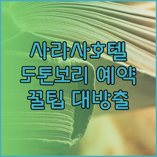 사라사 호텔 도톤보리 예약 성공 노하우 놓치면 후회할 정보들