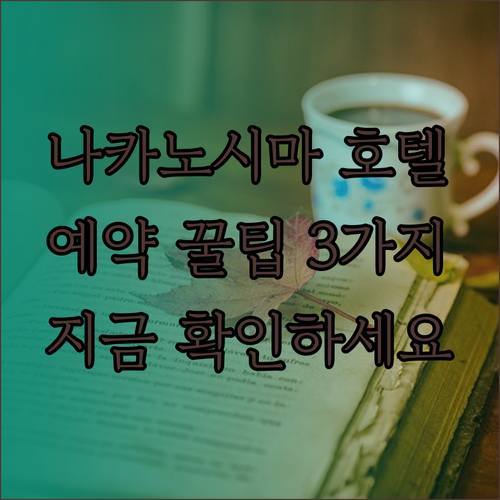 나카노시마 호텔 예약 전 꼭 확인해야 할 세 가지 팁..?