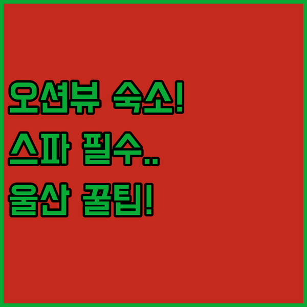울산 여행 숙소 고민 해결, 오션뷰부터 힐링 스파까지 완벽 비교