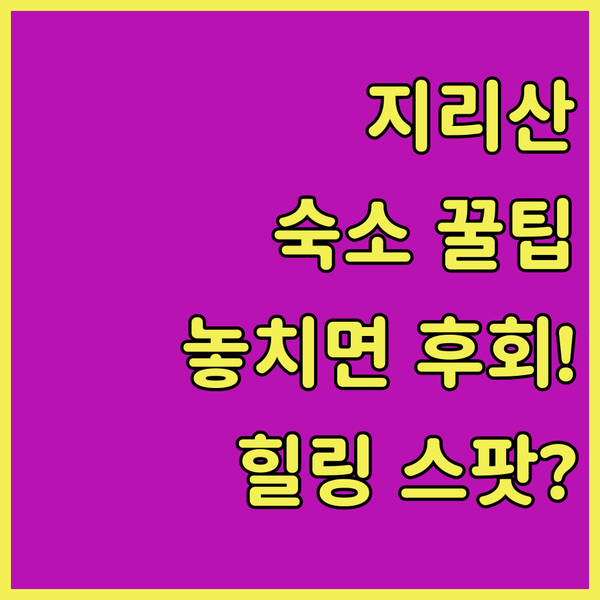 지리산 초입 산청 숙소 완벽 가이드 나만의 힐링 스팟 찾기