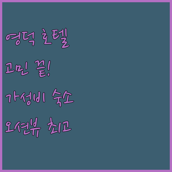 영덕 호텔 고민 끝! 오션뷰, 청결, 가성비 모두 잡은 숙소 추천