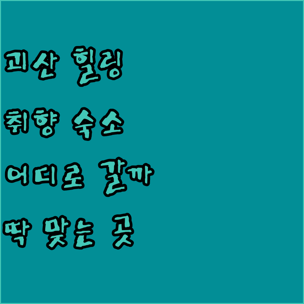 청정 괴산에서 힐링! 내 취향에 딱 맞는 숙소는?