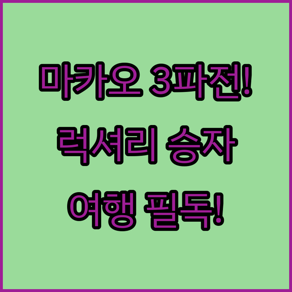 W 마카오 vs 세인트 레지스 vs 파리지안 내 여행 스타일별 마카오 럭셔리 호텔 승자는