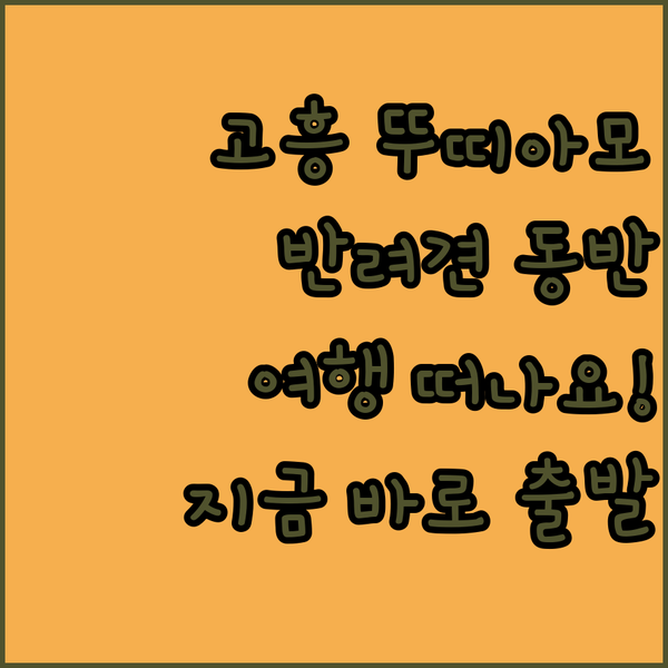 고흥 뚜띠아모: 반려동물과 함께 떠나는 특별한 고흥 여행! 지금 바로 떠나볼까요?