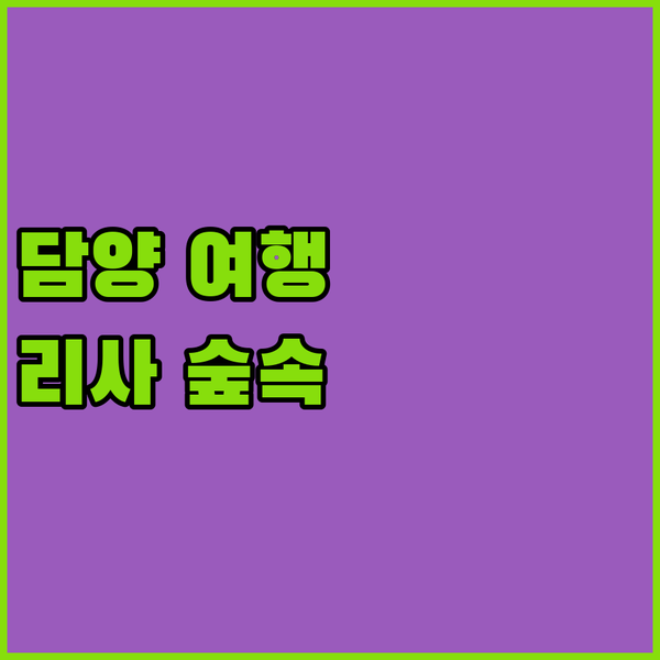 담양의 숨겨진 보석 리사숲속마을에서 자연을 만끽하는 힐링 여행