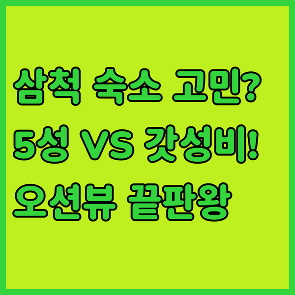 삼척 숙소 고민? 5성급 럭셔리 vs 갓성비 레저 vs 오션뷰 힐링