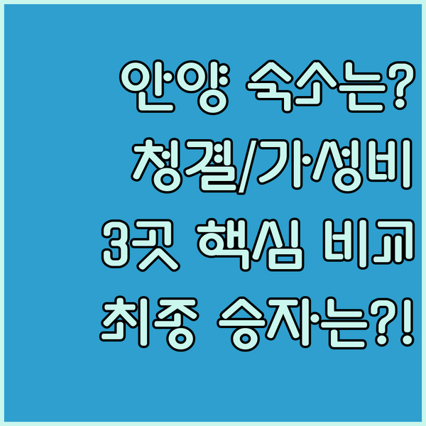 안양 숙소 3곳 완벽 분석 청결 가성비 부대시설 비교 끝판왕은