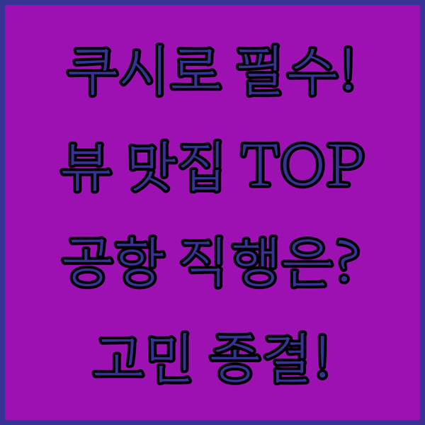 쿠시로 호텔 결정장애 타파 뷰 맛집과 공항 직행의 완벽 비교 가이드
