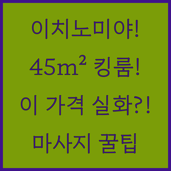 이치노미야에서 킹룸 45m²가 이 가격 심지어 마사지까지 가능한 이 가성비 호텔의 정체