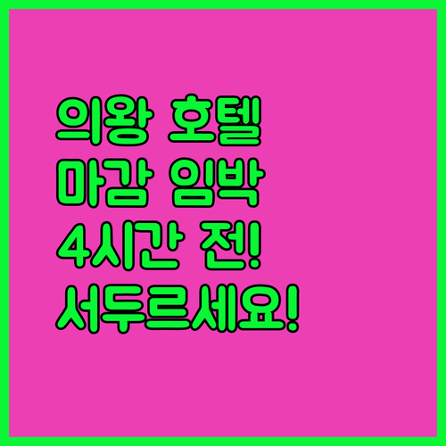 의왕 럭셔리 호텔: 마지막 예약 4시간 전! 놓치기 전에 서두르세요!