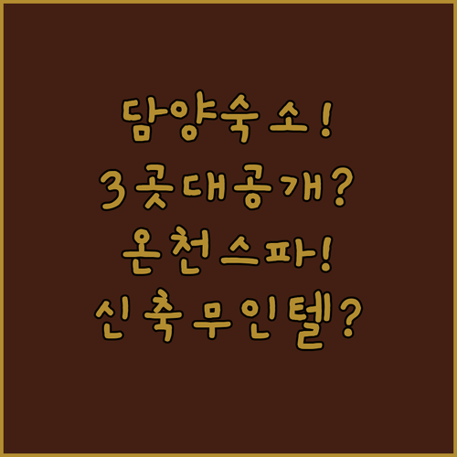 담양 숙소 3곳 대공개  온천 스파 무인텔 신축 어디가 좋을까