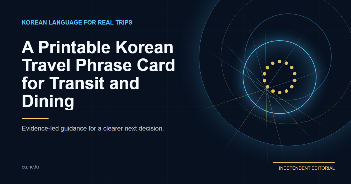 A Printable Korean Travel Phrase Card for Transit and Dining